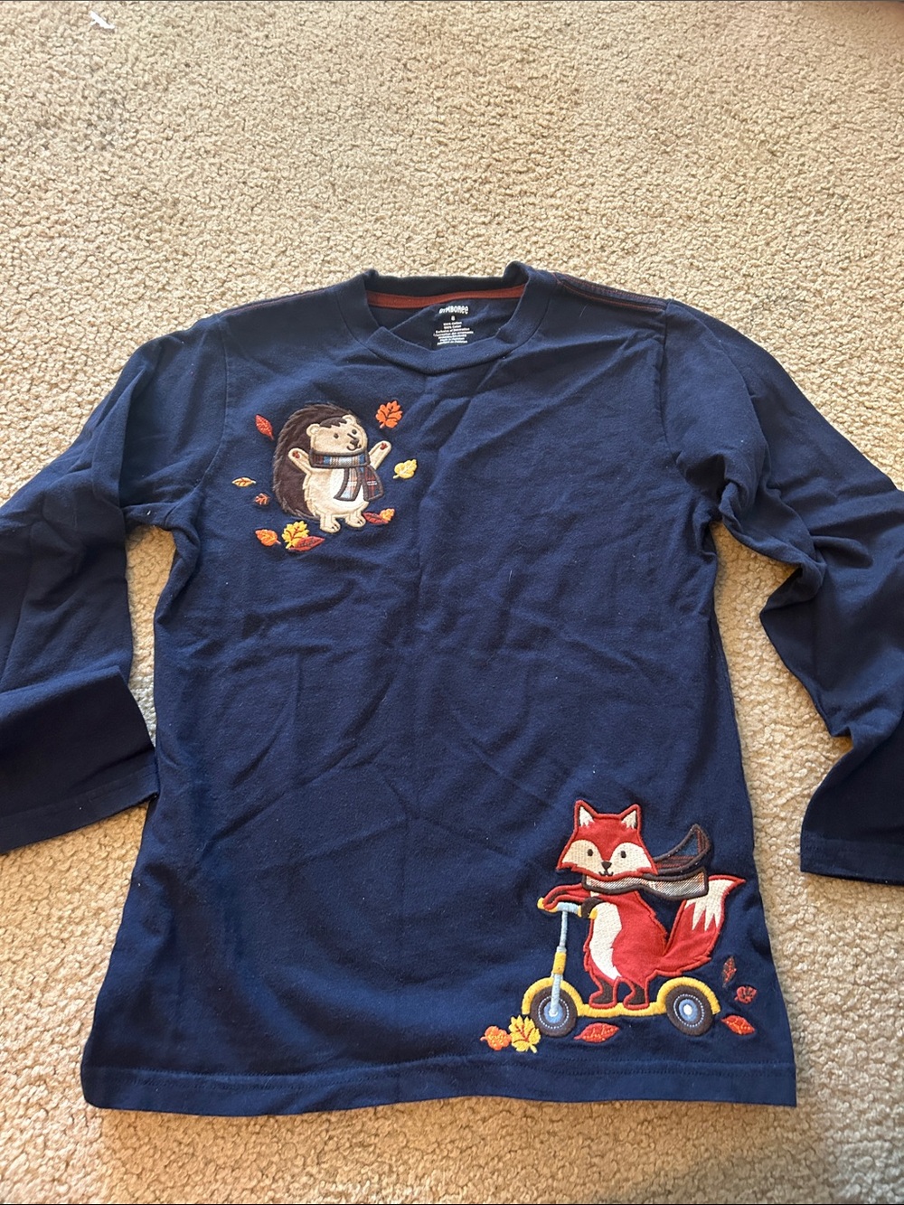 Gymboree Navy Long-Sleeve Tee with Fox & Hedgehog Appliqués